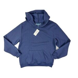 Karen Scott Sport Size M Womens Hoodie Sport Fleece Blue Front Pocket Pullover